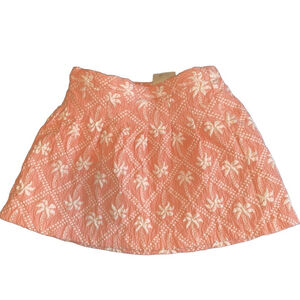 Girls OshKosh Skirt Size 5T Peach with White Palm Tree Pattern, Lined